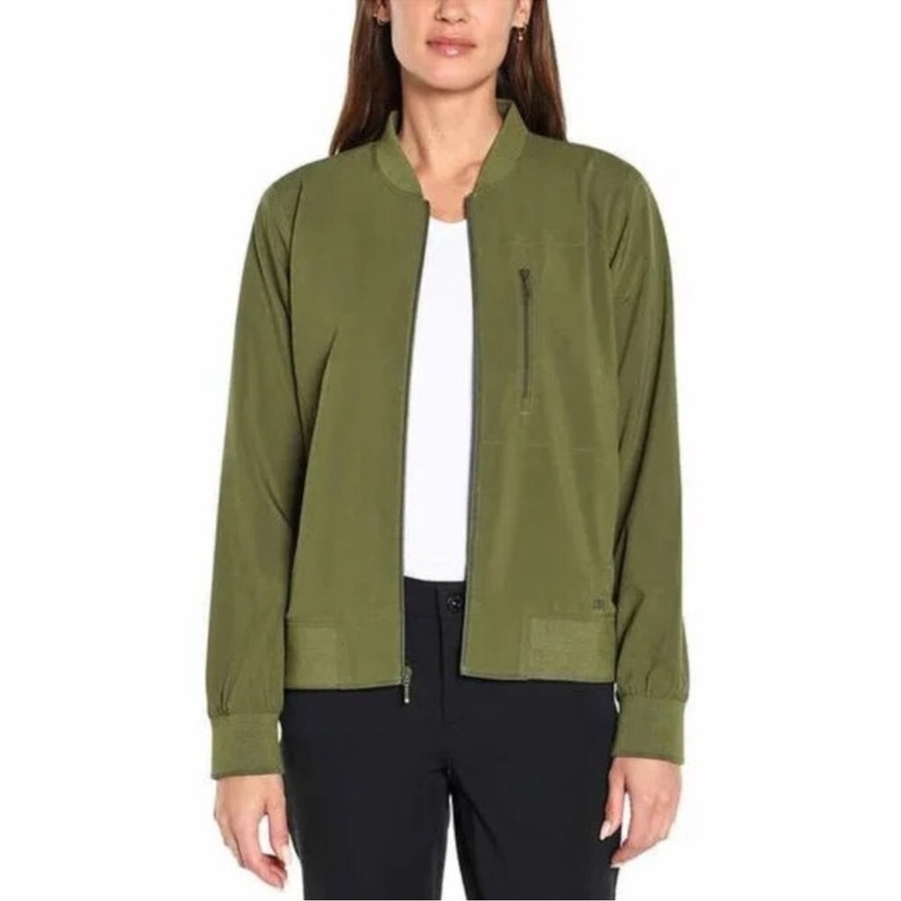 Banana Republic Green Bomber Jacket with Ribbed Details